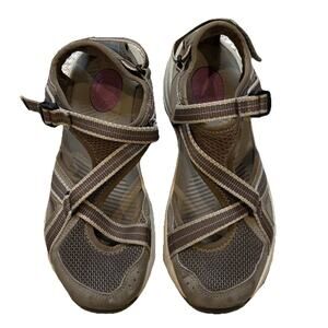 TEVA Women's 7 Ewaso Gray Taupe Purple Closed Toe Hiking Sandal